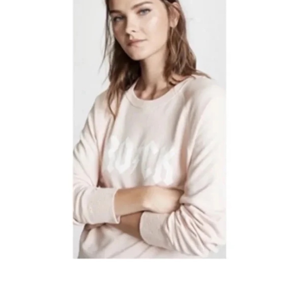 ZADIG & VOLTAIRE pink white ROCK UPPER PRINT SPUS SWEATER scoop neck sweatshirt - Picture 4 of 14